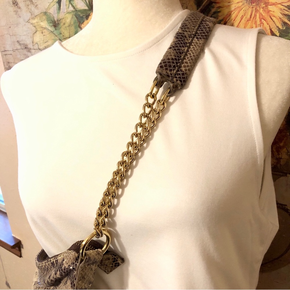 NWOT Cynthia Rowley Python Snakeskin Leather Large Shoulder Bag Purse - Picture 9 of 16